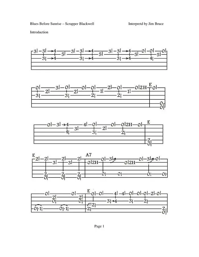 Blues Chord Progressions Guitar Chart